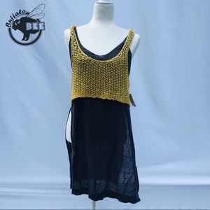 NWT! Free People layered tank top slate comb XS